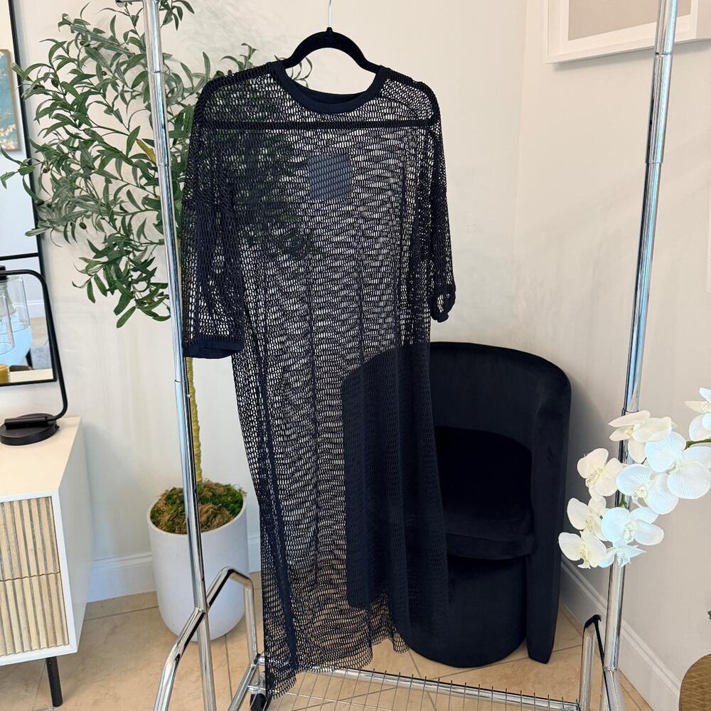 Black Mesh Midi Cover Up